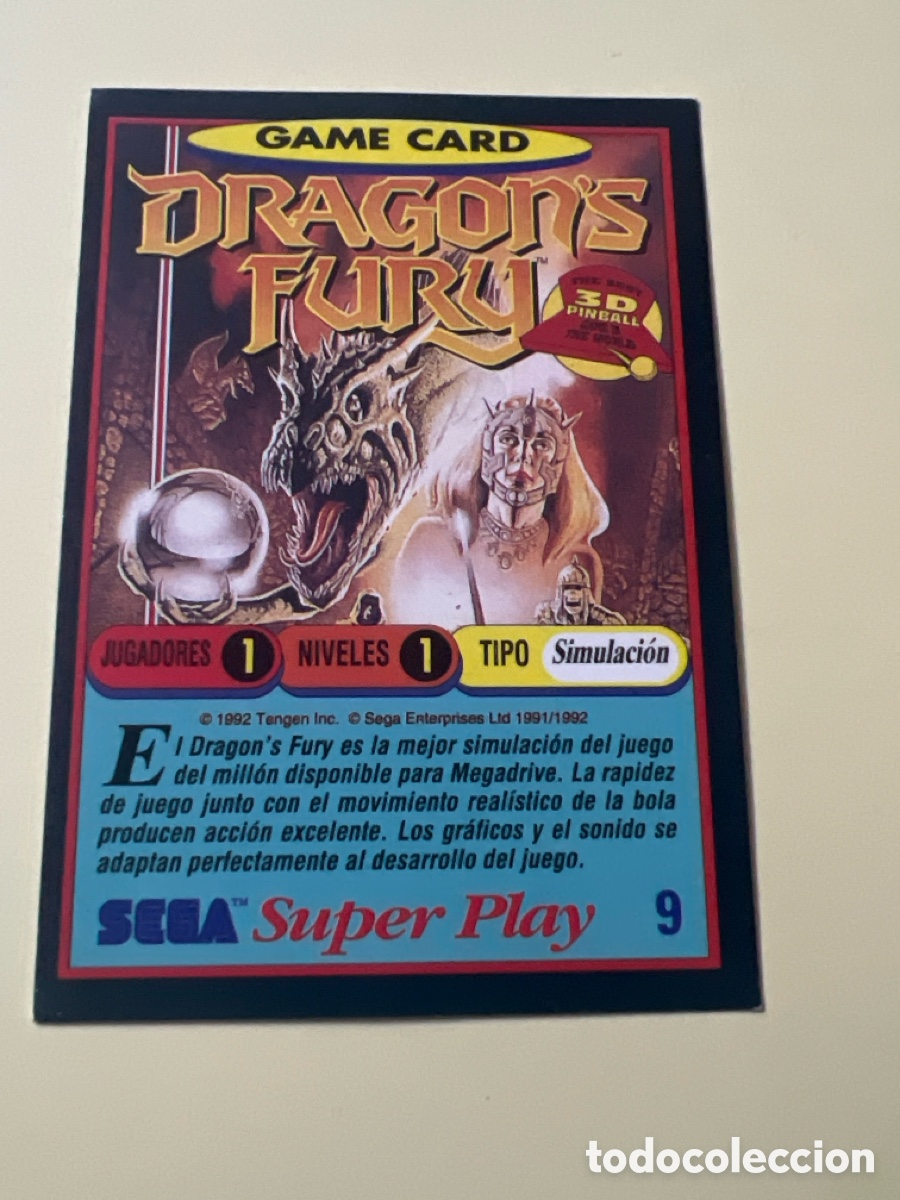 Trading cards: E1331. 1991 PANINI CROMO TRADING CARD VIDEOJUEGOS SEGA SUPER PLAY VIDEO GAMES 9 DRAGON&acute;S FURY