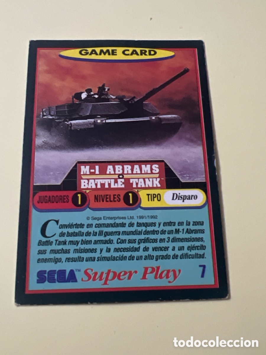 Trading cards: E1332. CROMO CARD NINTENDO SEGA 7 M1 ABRAMS BATTLE TANK SUPER PLAY 1990