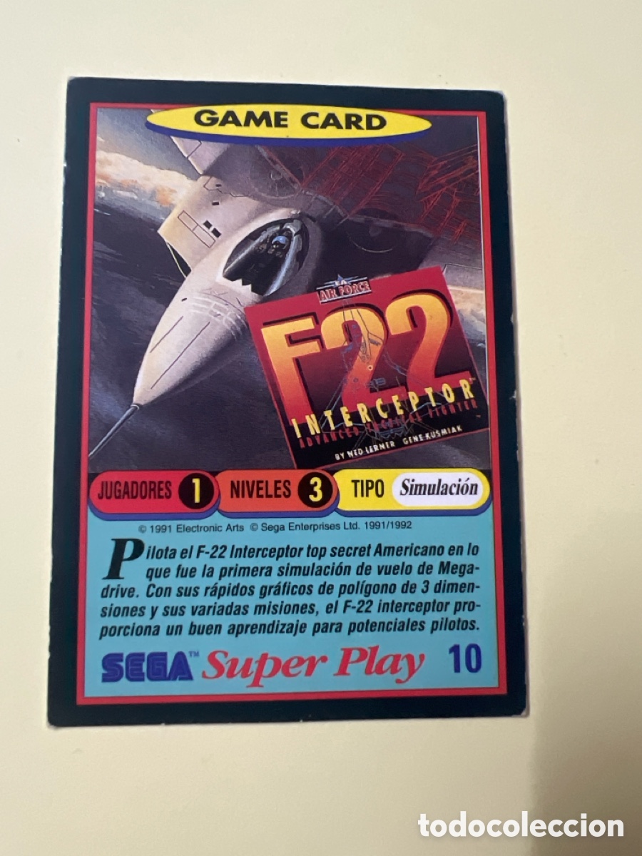 Trading cards: C5219. TRADING CARD - GANE CARD - F22 INTERCEPTOR - SEGA S&Uacute;PER PLAY 10- PANINI