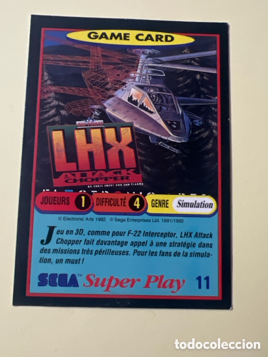 Trading cards: C5239. 1991 PANINI CROMO TRADING CARD VIDEOJUEGOS SEGA SUPER PLAY VIDEO GAMES 11 LHX ATTACK CHOPPER