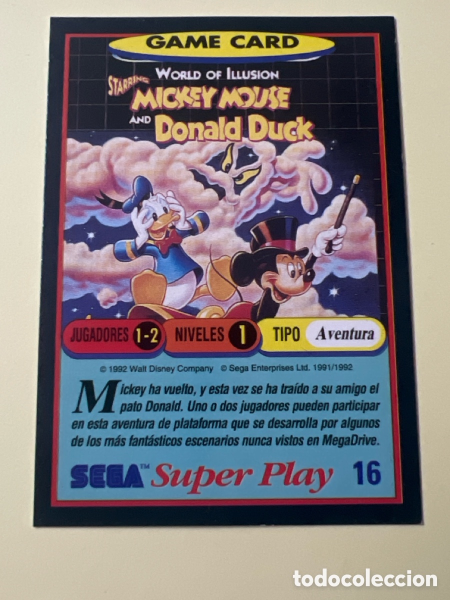 Trading cards: 1991 PANINI TRADING CARD VIDEOJUEGOS SEGA SUPER PLAY VIDEO GAMES 16 MICKEY DONALD WORLD ILLUSION