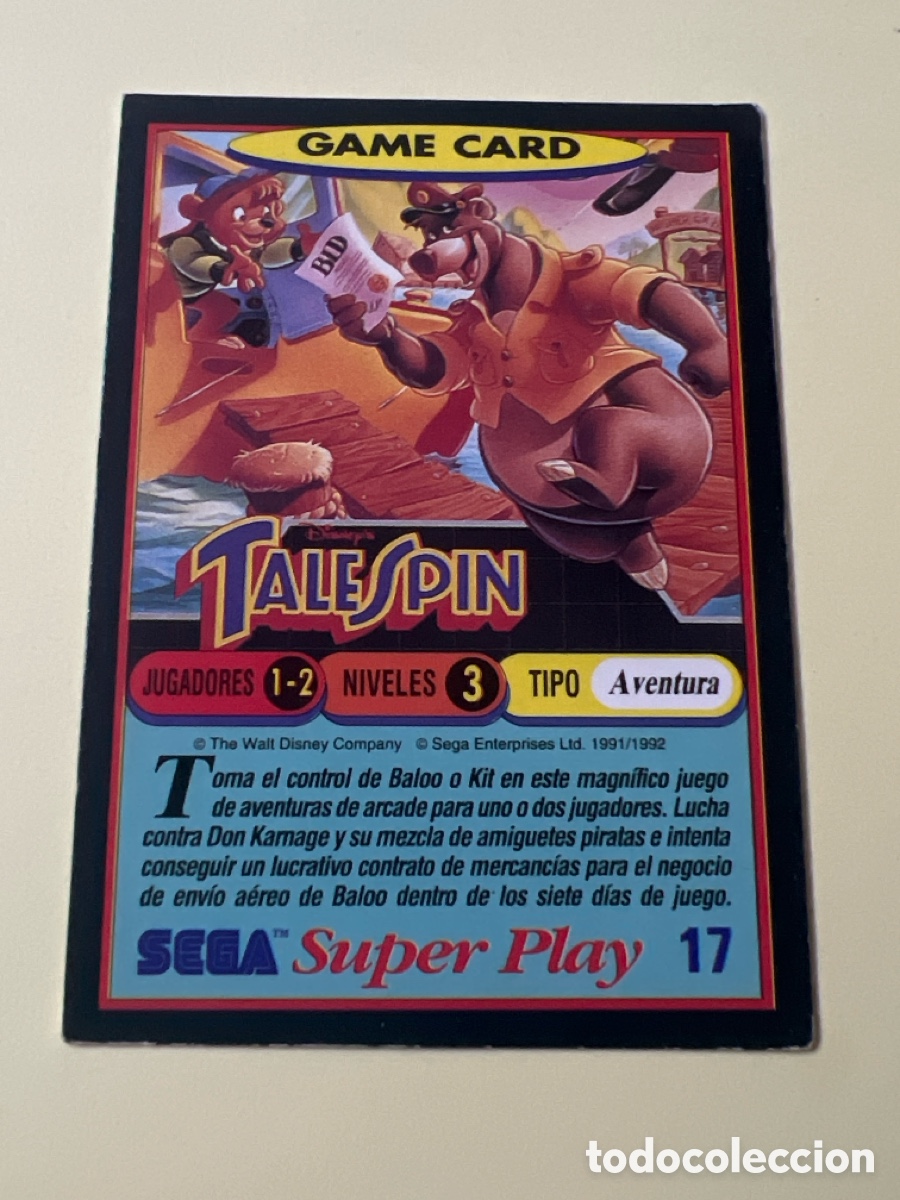 Trading cards: C5403. 1991 PANINI CROMO TRADING CARD VIDEOJUEGOS SEGA SUPER PLAY VIDEO GAMES 17 TALE SPIN