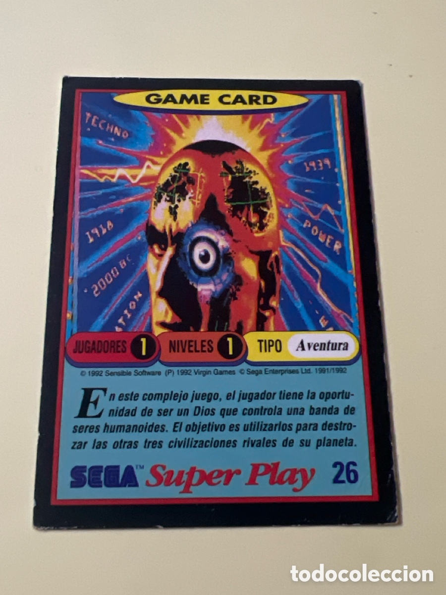 Trading cards: C5419. PANINI SEGA SUPER PLAY GAME CARD 1991 VIDEOJUEGO CROMO N&ordm; 26 MEGA LOMANIA