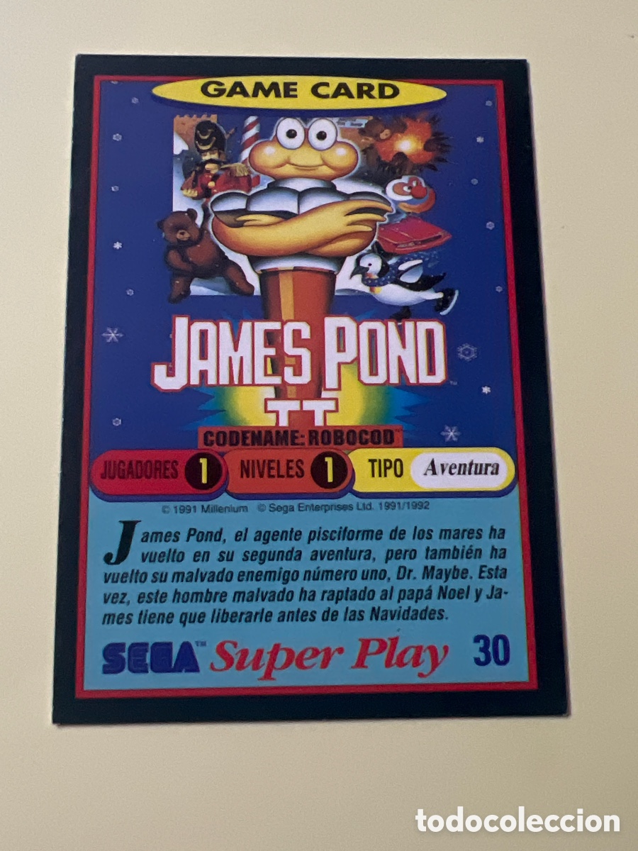 Trading Cards: C5435. 1991 PANINI CROMO TRADING CARD VIDEOJUEGOS SEGA SUPER PLAY VIDEO GAMES 30 JAMES POND II