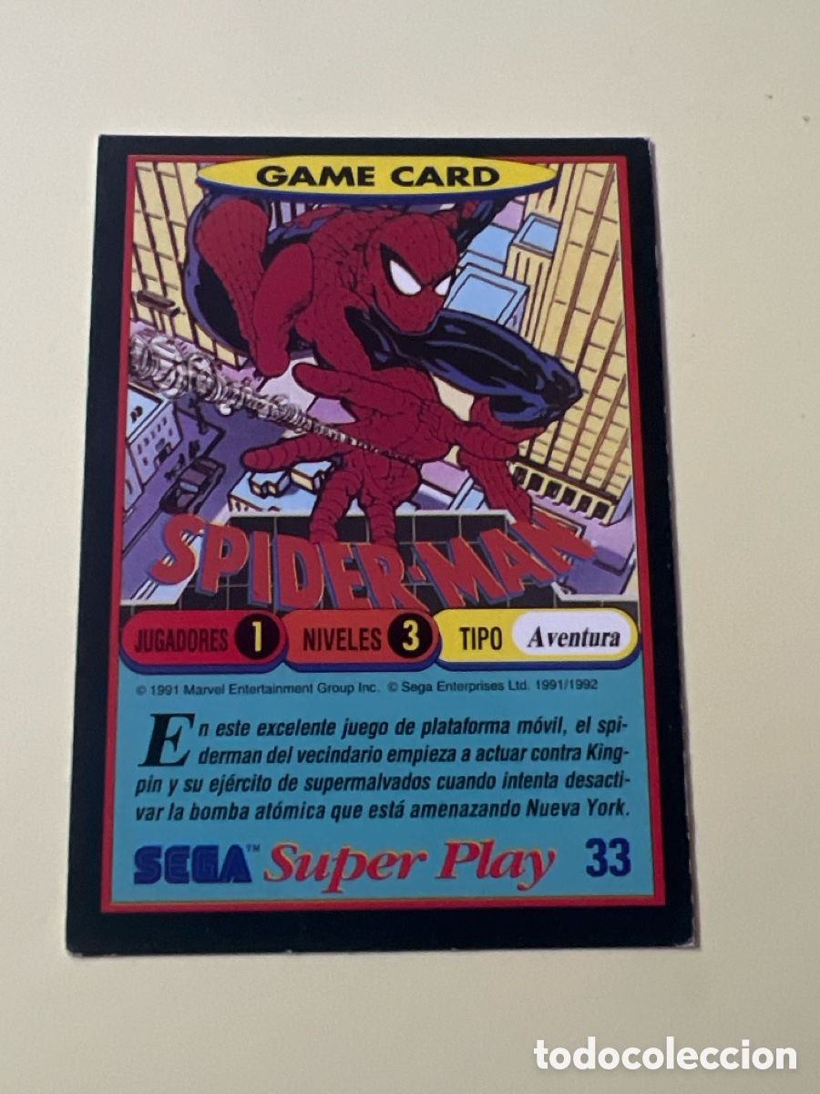 Trading Cards: C5444. 1991 PANINI CROMO TRADING CARD VIDEOJUEGOS SEGA SUPER PLAY VIDEO GAMES 33 SPIDERMAN