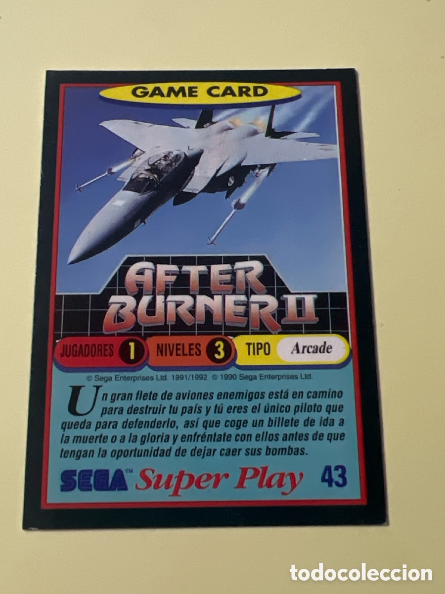 Trading cards: C5483. CROMO CARD NINTENDO SEGA 43 AFTER BURNER II SUPER PLAY 1990