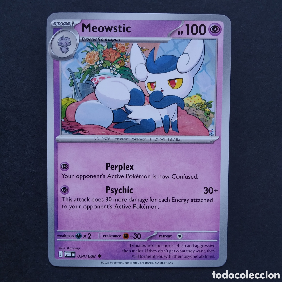 Trading cards: CARTA TCG - N&ordm; 034 - MEOWSTIC - PERFECT ORDER - POK&Eacute;MON - EN INGL&Eacute;S