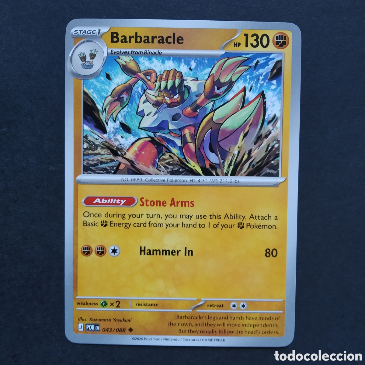 Trading cards: CARTA TCG - N&ordm; 043 - BARBARACLE - PERFECT ORDER - POK&Eacute;MON - EN INGL&Eacute;S