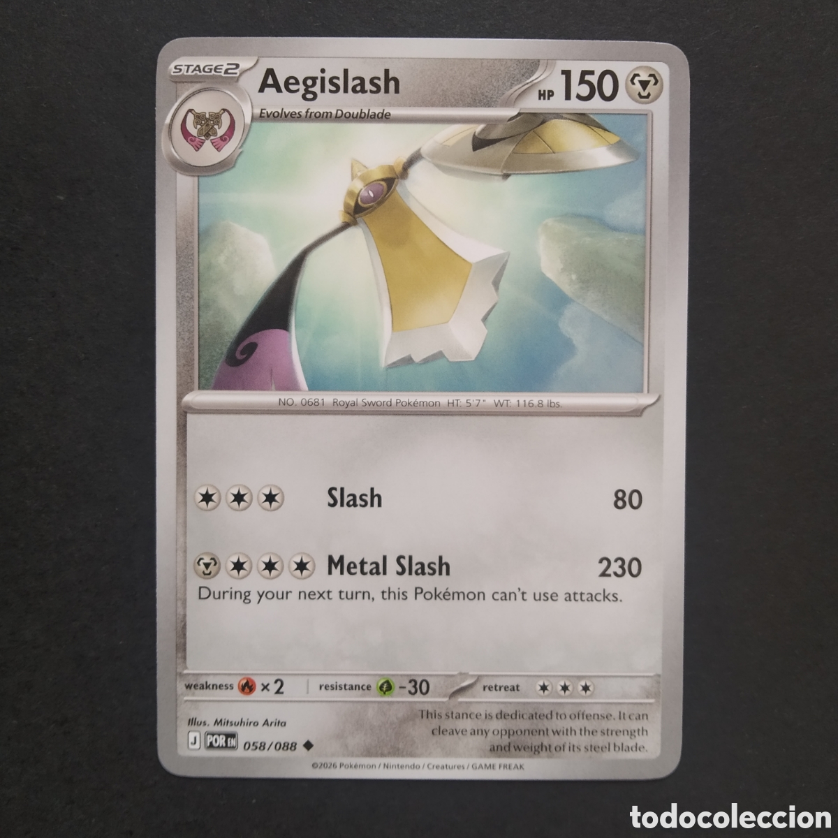 Trading cards: CARTA TCG - N&ordm; 058 - AEGISLASH - PERFECT ORDER - POK&Eacute;MON - EN INGL&Eacute;S