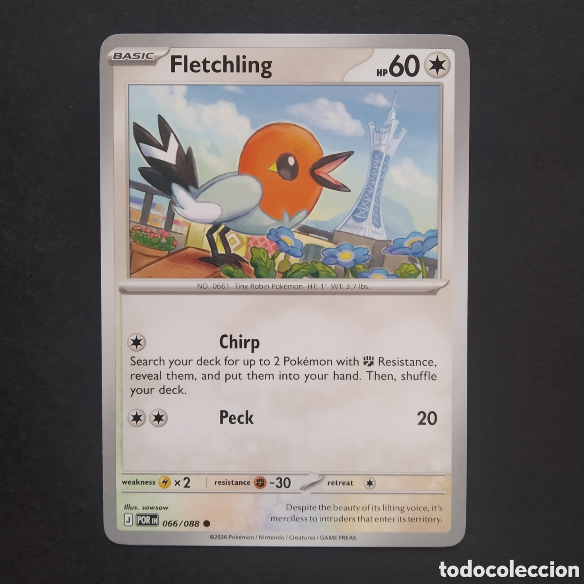 Trading cards: CARTA TCG - N&ordm; 066 - FLETCHLING - PERFECT ORDER - POK&Eacute;MON - EN INGL&Eacute;S