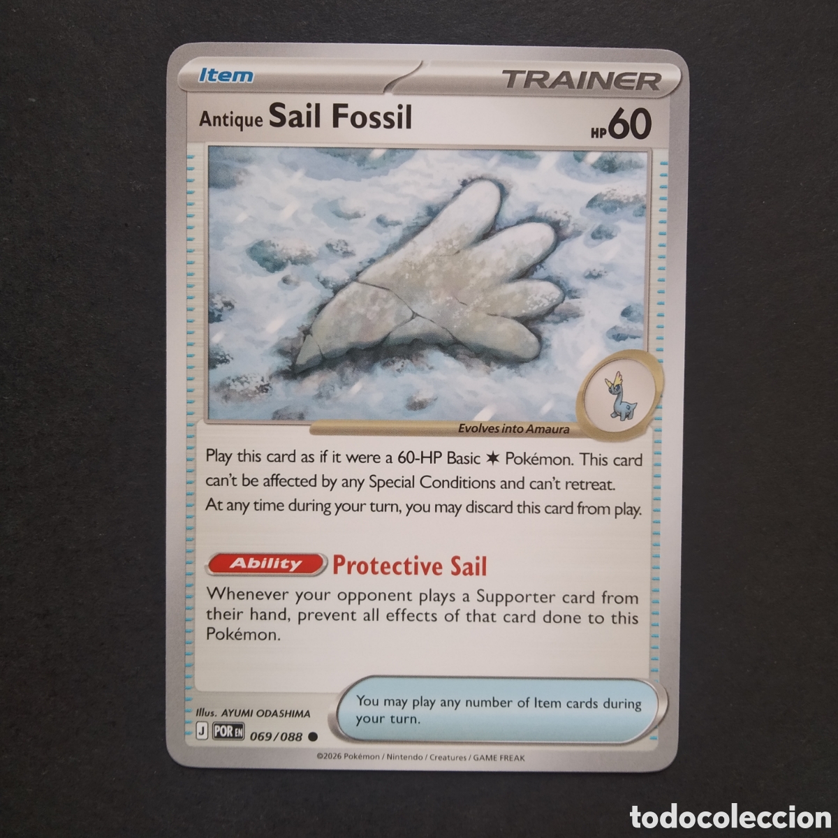 Trading cards: CARTA TCG - N&ordm; 069 - ANTIQUE SAIL FOSSIL - PERFECT ORDER - POK&Eacute;MON - EN INGL&Eacute;S
