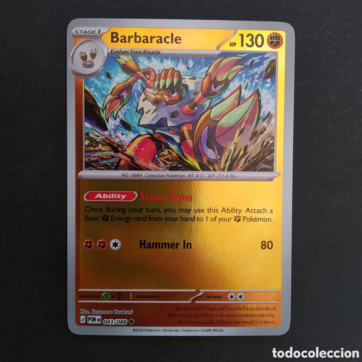 Trading cards: CARTA TCG - N&ordm; 043 - BARBARACLE (HOLOGR&Aacute;FICA) - PERFECT ORDER - POK&Eacute;MON - EN INGL&Eacute;S