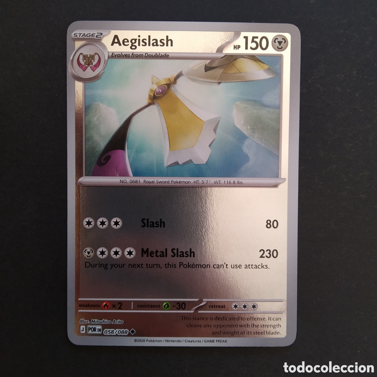 Trading Cards: CARTA TCG - N&ordm; 058 - AEGISLASH (HOLOGR&Aacute;FICA) - PERFECT ORDER - POK&Eacute;MON - EN INGL&Eacute;S