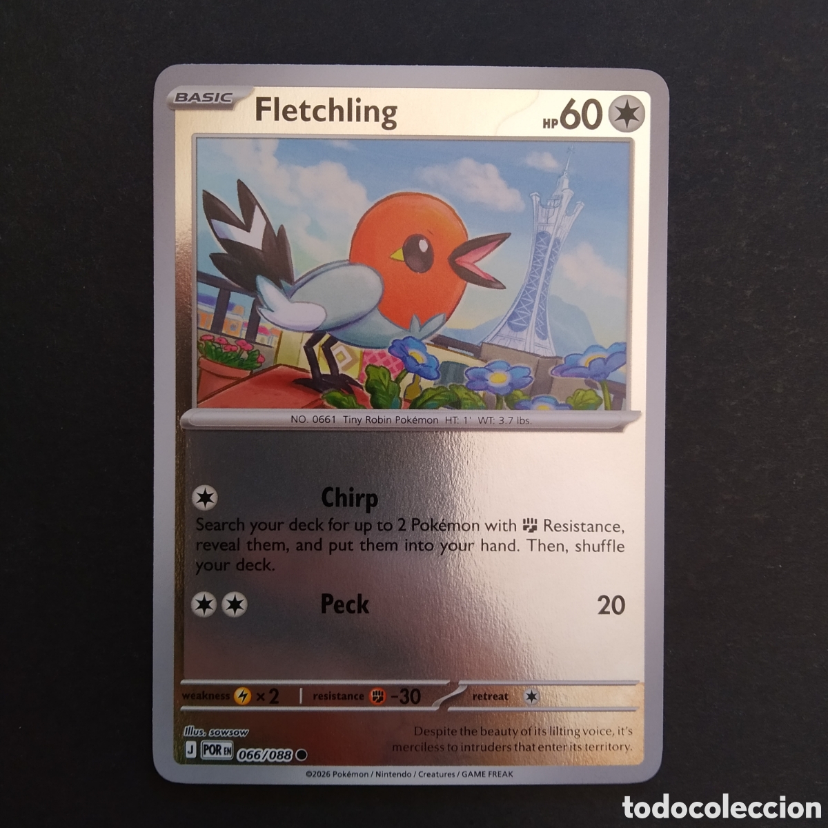 Trading cards: CARTA TCG - N&ordm; 066 - FLETCHLING (HOLOGR&Aacute;FICA) - PERFECT ORDER - POK&Eacute;MON - EN INGL&Eacute;S