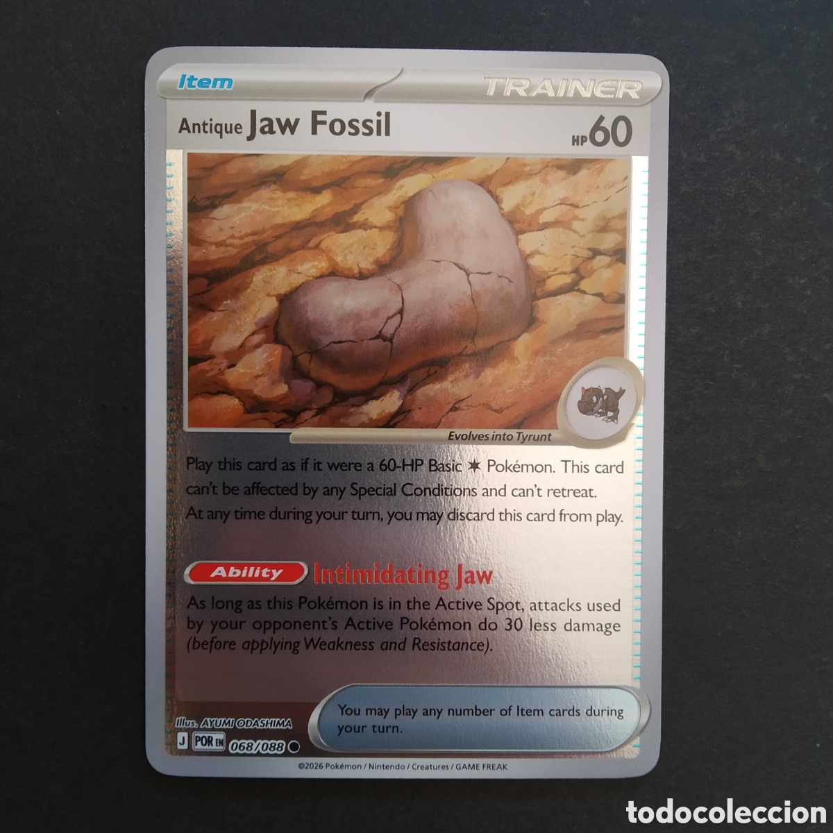 Trading cards: CARTA TCG - N&ordm; 068 - ANTIQUE JAW FOSSIL (HOLOGR&Aacute;FICA) - PERFECT ORDER - POK&Eacute;MON - EN INGL&Eacute;S