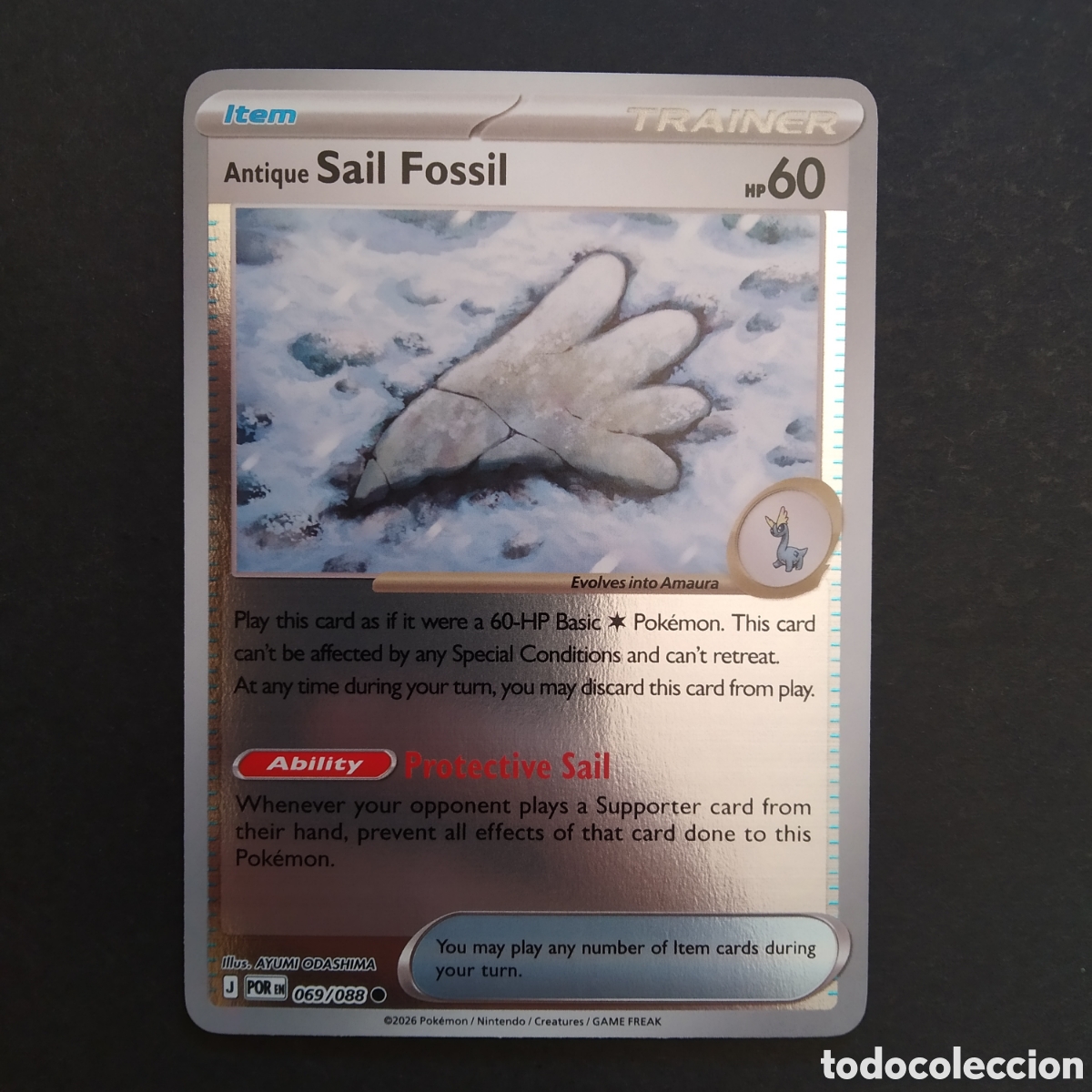 Trading cards: CARTA TCG - N&ordm; 069 - ANTIQUE SAIL FOSSIL (HOLOGR&Aacute;FICA) - PERFECT ORDER - POK&Eacute;MON - EN INGL&Eacute;S