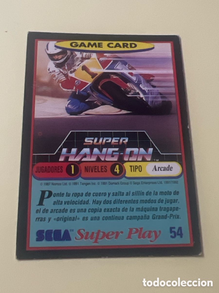Trading cards: C2264. PANINI SEGA SUPER PLAY GAME CARD 1991 VIDEOJUEGO CROMO N&ordm; 54 SUPER HANG ON