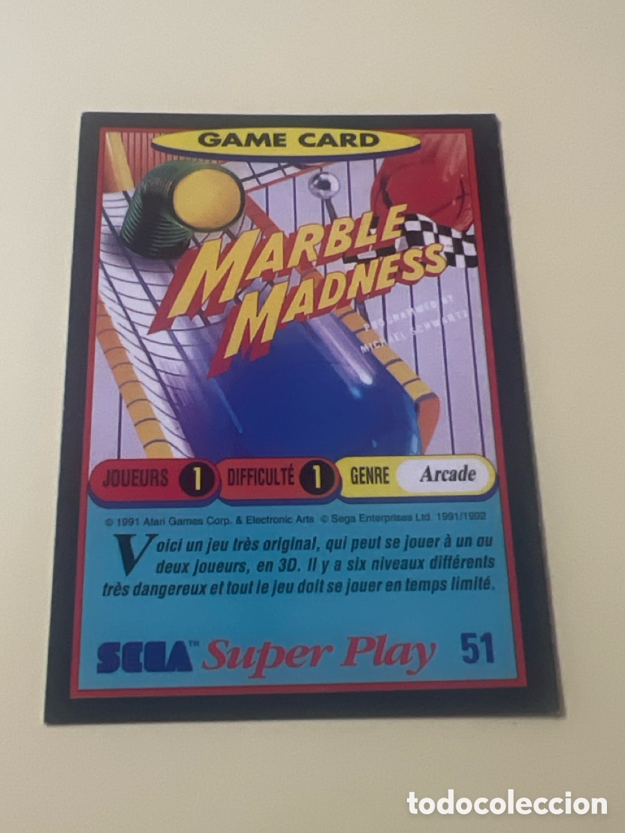 Trading cards: C2260. 1991 PANINI CROMO TRADING CARD VIDEOJUEGOS SEGA SUPER PLAY VIDEO GAMES 51 MARBLE MADNESS