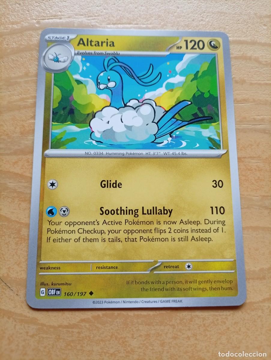 Trading cards: Carta de Pok&eacute;mon de Altaria, n&uacute;mero 160/197, del a&ntilde;o 2023. La carta est&aacute; en ingl&eacute;s. - Etapa: Stage
