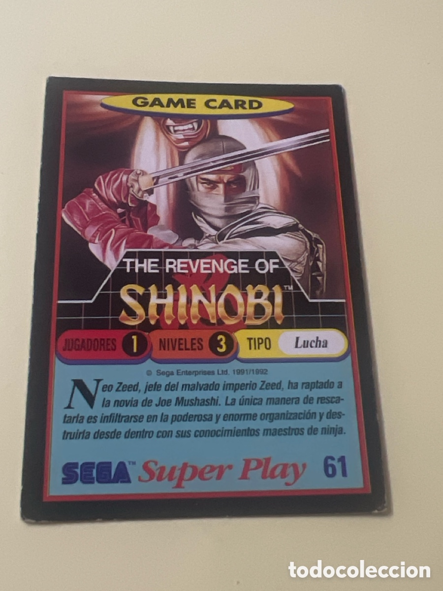 Trading cards: C2270. CROMO CARD NINTENDO SEGA 61 THE REVENGE OF SHINOBI SUPER PLAY 1990