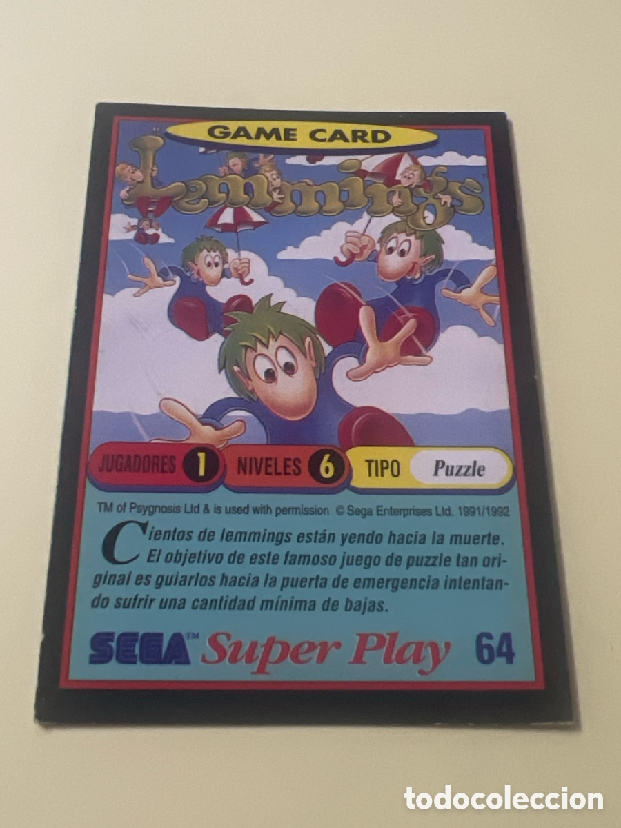 Trading cards: C2272. 1991 PANINI CROMO TRADING CARD VIDEOJUEGOS SEGA SUPER PLAY VIDEO GAMES 64 LEMMINGS