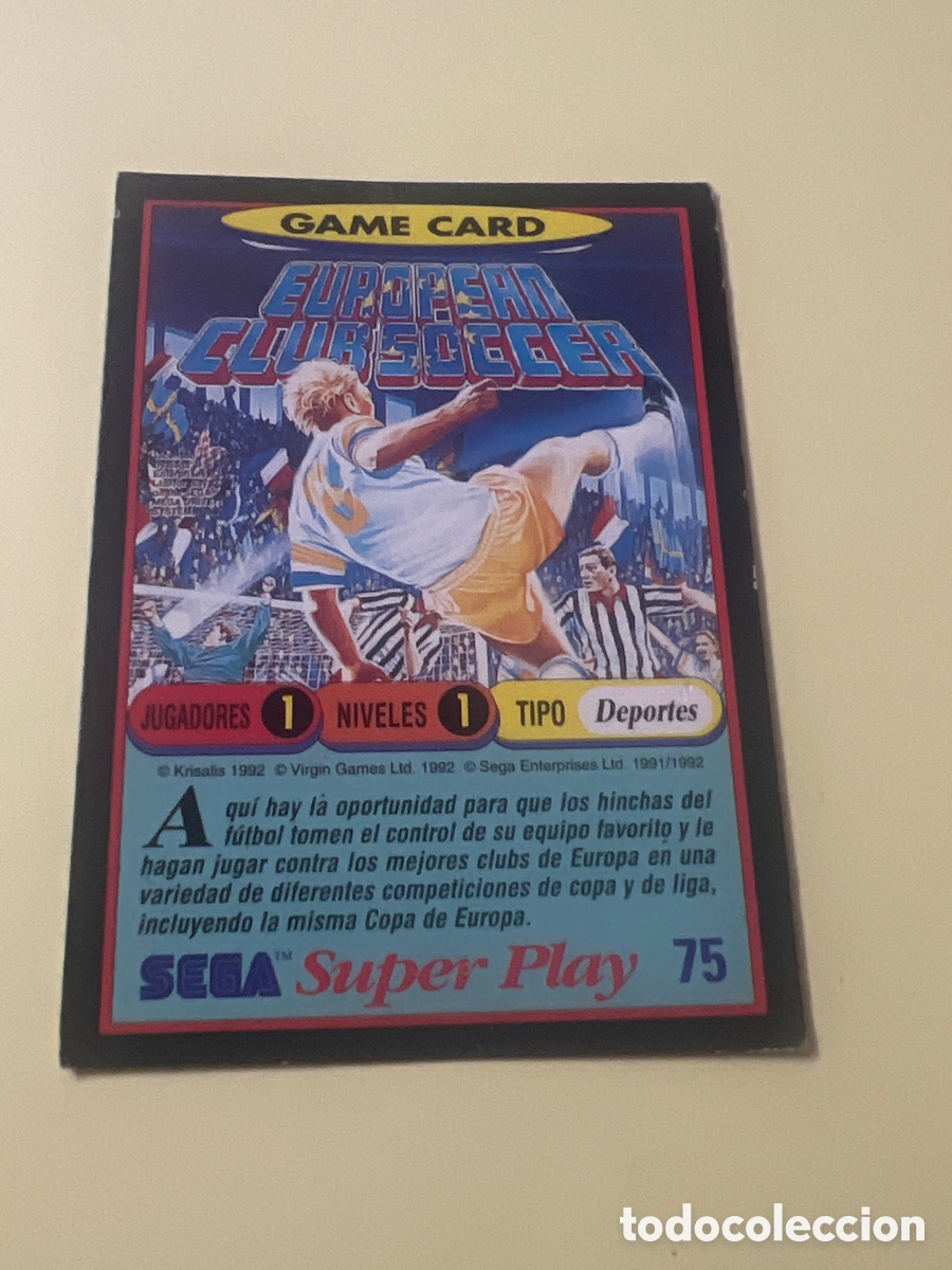 Trading cards: 1991 CROMO FUTBOL PANINI TRADING CARD VIDEOJUEGOS SEGA SUPER PLAY VIDEO GAME 75 EUROPEAN CLUB SOCCER