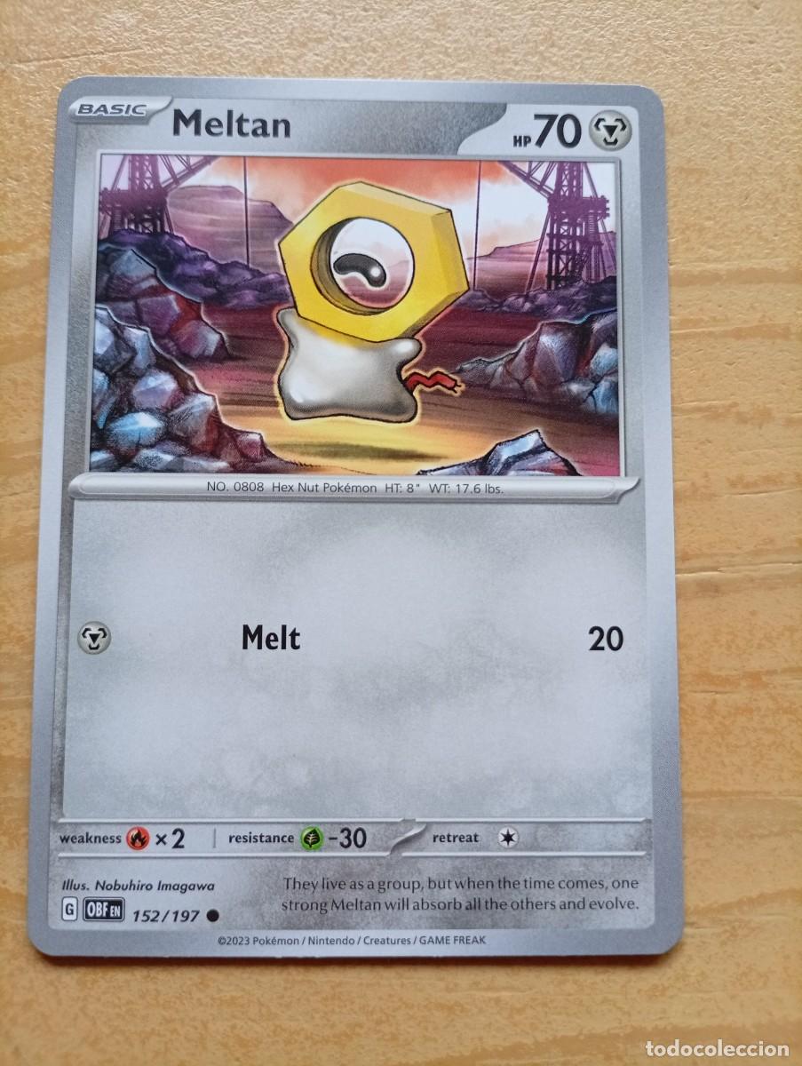 Trading cards: Carta Pok&eacute;mon de Meltan, n&uacute;mero 152/197, del a&ntilde;o 2023. - Idioma: Ingl&eacute;s. - Tipo: B&aacute;sico. - HP: 70.