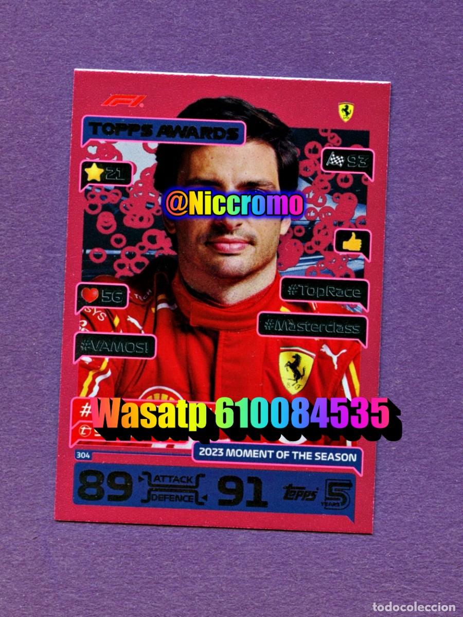 Trading cards: tarjeta paralela rosa roja de Carlos Sainz n&ordm; 35 Topps Awards Turbo Attax 2024