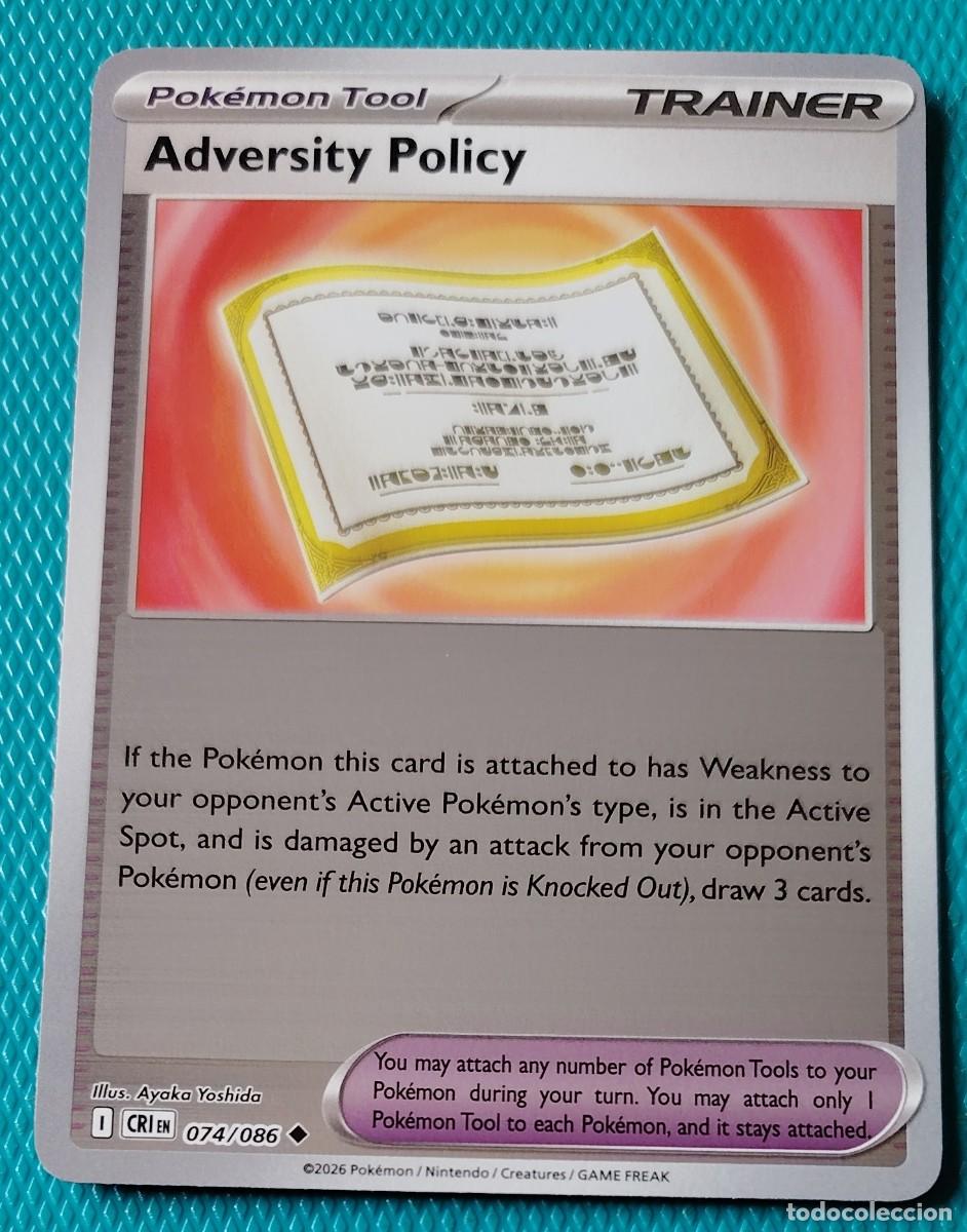 Trading cards: CARTA POKEMON EN INGLES - ADVERSITY POLICY 074 / 086 - ENTRENADOR - ORIGINAL - NUEVA MD MINT