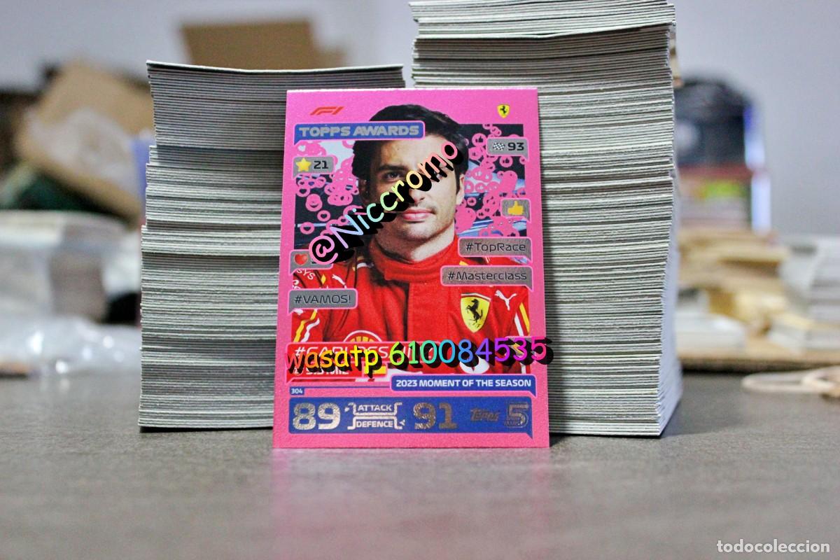 Cartas Colecion&aacute;veis: tarjeta paralela rosa roja de Carlos Sainz n&ordm; 35 Topps Awards Turbo Attax 2024