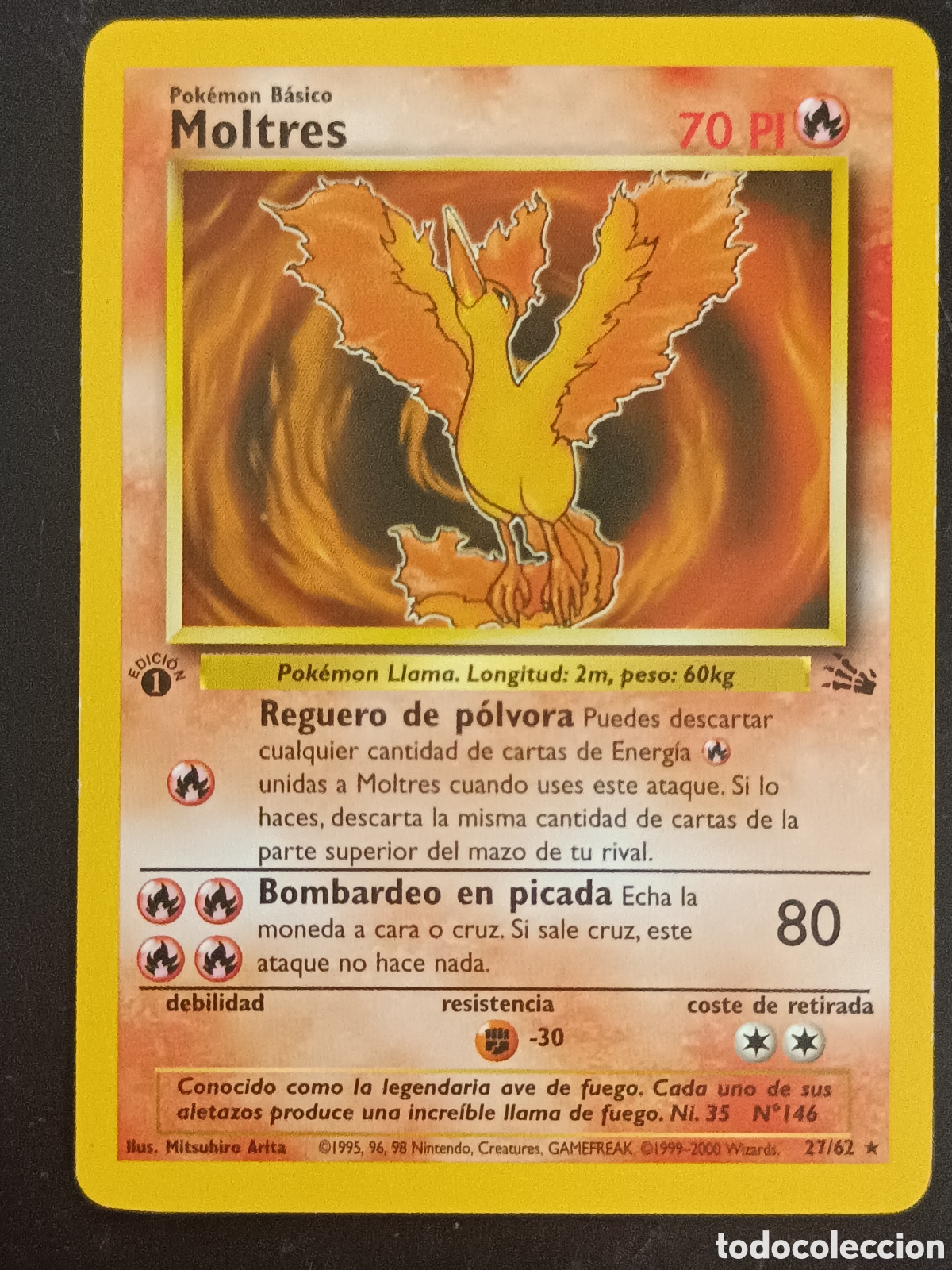 Trading cards: Pokemon Moltres 27/62 Fossil Primera Edici&oacute;n En Castellano