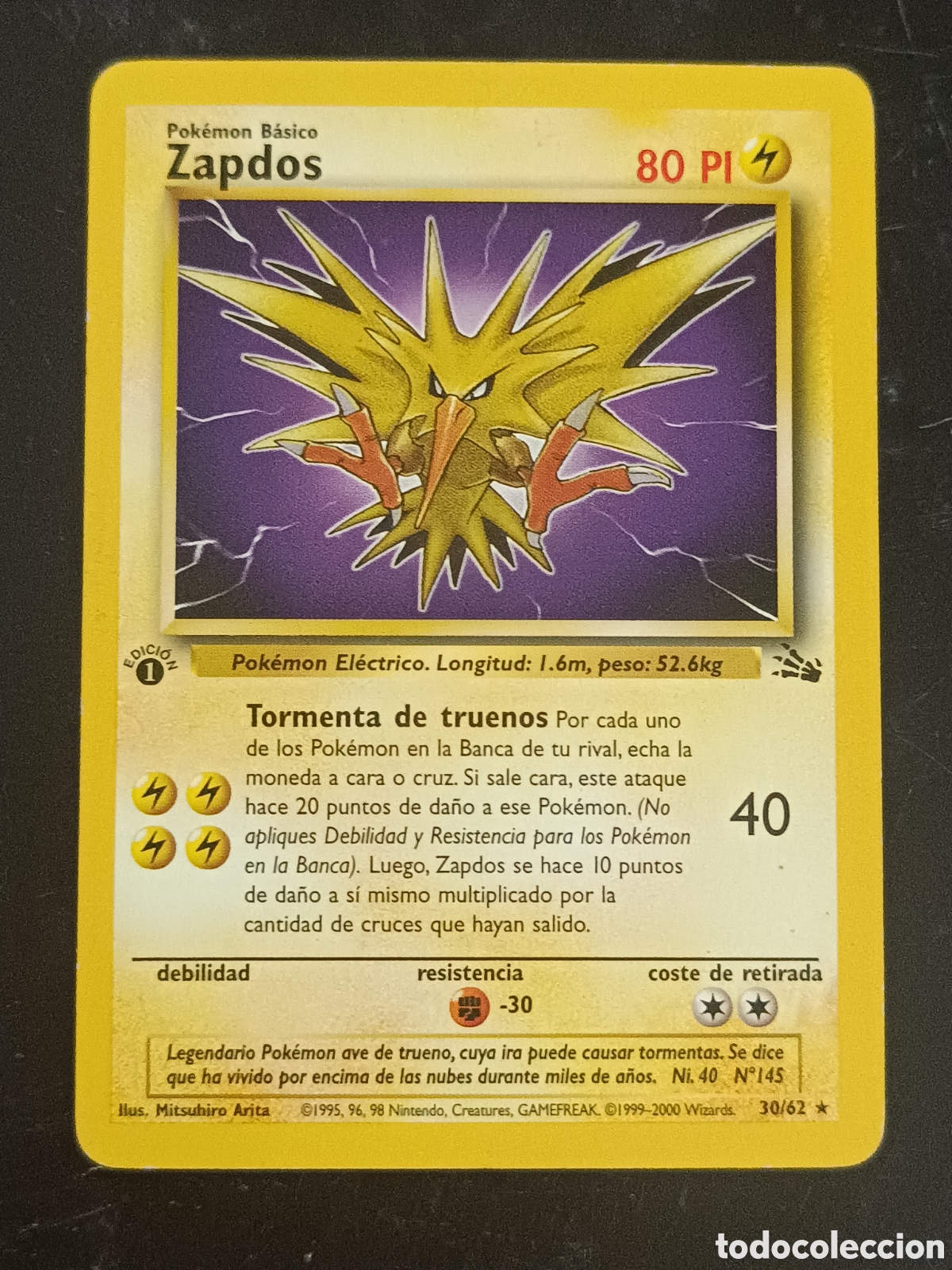 Trading cards: Pokemon Zapdos 30/62 Fossil Primera Edici&oacute;n En Castellano