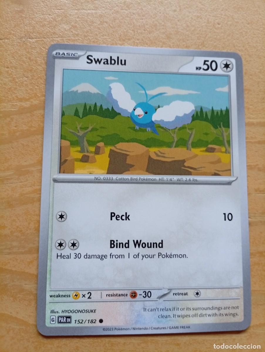 Trading cards: Carta Pok&eacute;mon de Swablu, n&uacute;mero 152/182, de la edici&oacute;n de 2023 en ingl&eacute;s. - Tipo: B&aacute;sico - HP: 50 -