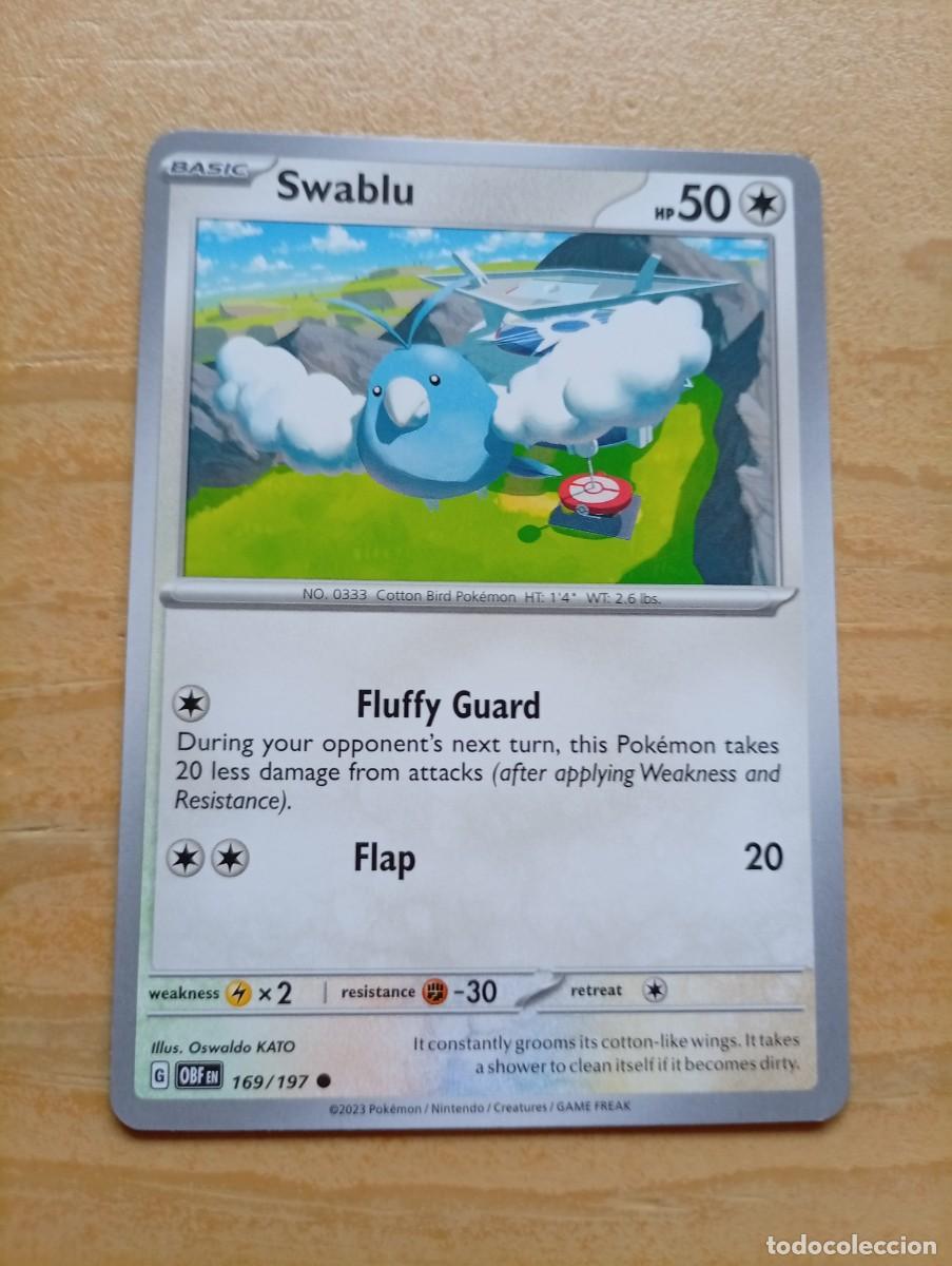 Trading cards: Carta Pok&eacute;mon de Swablu, n&uacute;mero 169/197, de la edici&oacute;n de 2023. - Idioma: Ingl&eacute;s. - Tipo: B&aacute;sico. -