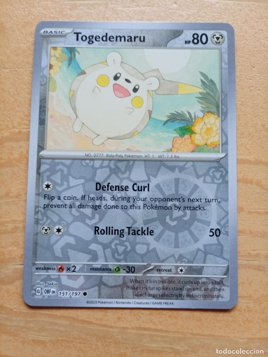 Trading cards: Carta Pok&eacute;mon de Togedemaru en ingl&eacute;s, con acabado hologr&aacute;fico inverso. 2023 - Tipo: B&aacute;sico - HP: 80
