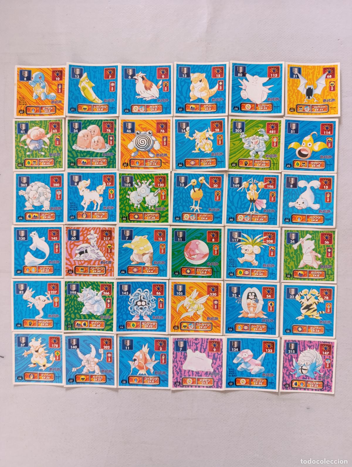 Trading cards: LOTE POKEMON STICKER AMADA - 36 STICKERS - SIN REPETIDOS - SEAL 1996 JAPON (D7Bw)