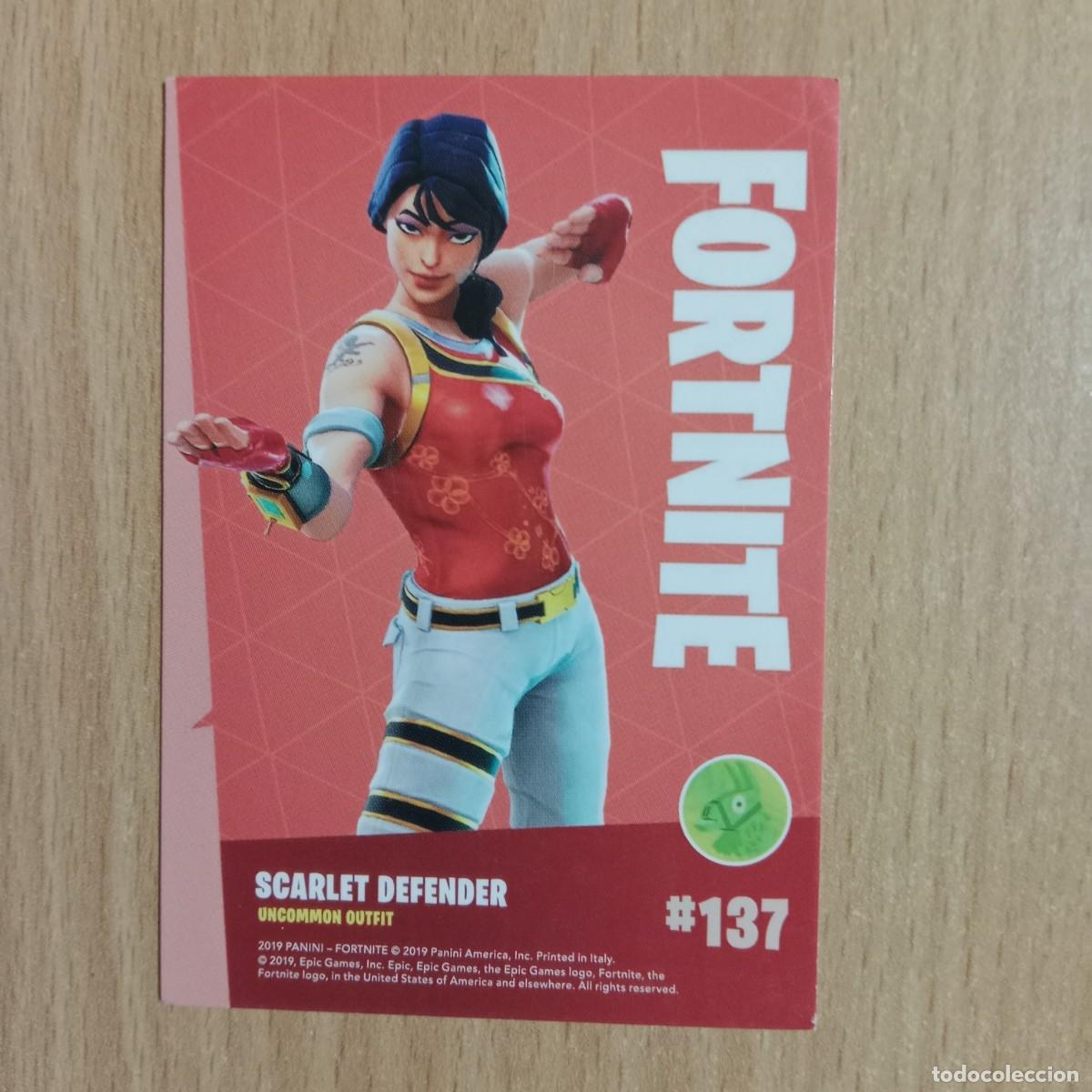 Trading cards: SCARLET DEFENDER # 137 - UNCOMMON OUTFIT - TRADING CARD - FORTNITE SERIES 1 - PANINI - A&Ntilde;O 2019.