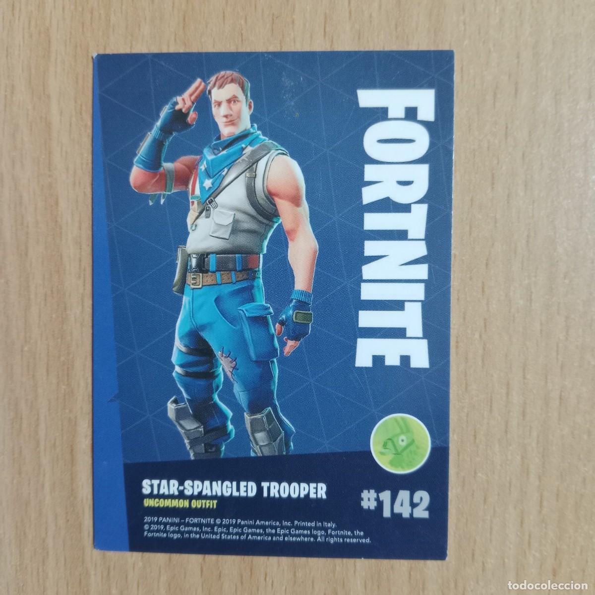 Trading cards: STAR-SPANGLED TROOPER # 142 - UNCOMMON OUTFIT -TRADING CARD- FORTNITE SERIES 1 - PANINI - A&Ntilde;O 2019.