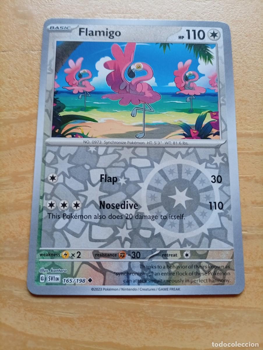 Trading cards: Carta Pok&eacute;mon de Flamigo en ingl&eacute;s, edici&oacute;n Holo Inverso. - N&uacute;mero de carta: 165/198. - Pok&eacute;mon B&aacute;s
