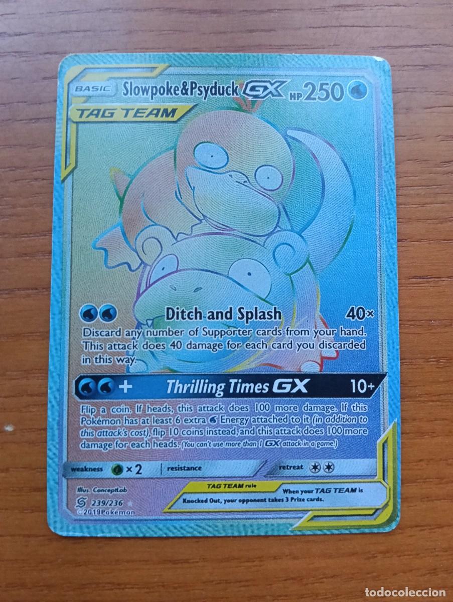 Trading cards: Carta Slowpoke y Psyduck GX Tag Team full art