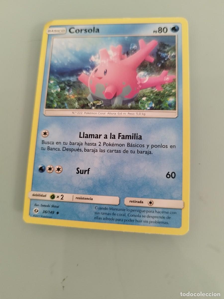 Trading cards: Pokemon Trading Card/Carta. Corsola de la expansi&oacute;n Sol y Luna de JCC Pok&eacute;mon (n&uacute;mero 36/149). [1]