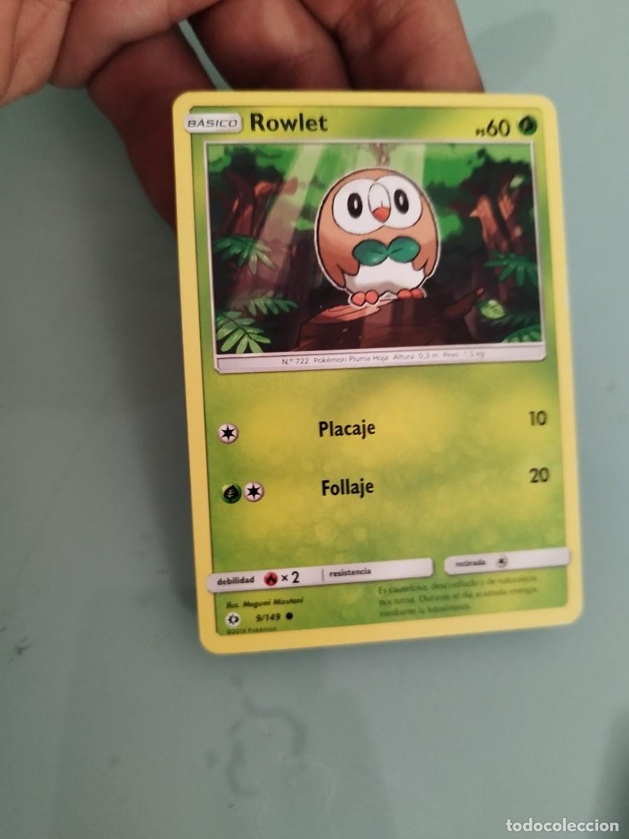 Trading cards: Pokemon Trading Card/Carta. Rowlet (n&uacute;mero 9/149) de la expansi&oacute;n Sol y Luna del Juego.