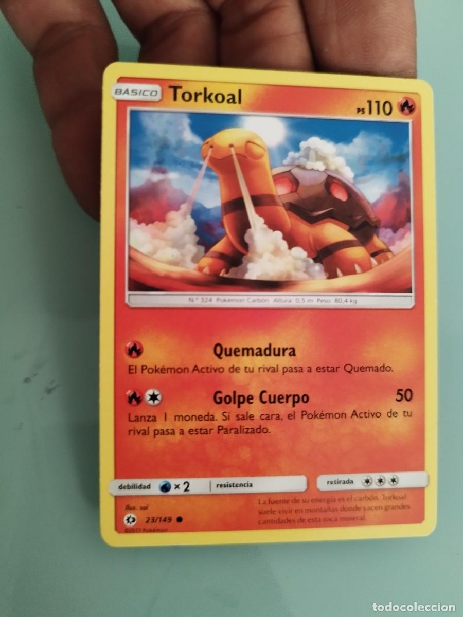 Trading cards: Pokemon Trading Card/Carta. Torkoal (n&uacute;mero 23/149) de la expansi&oacute;n Sol y Luna (Sun & Moon) 2017.