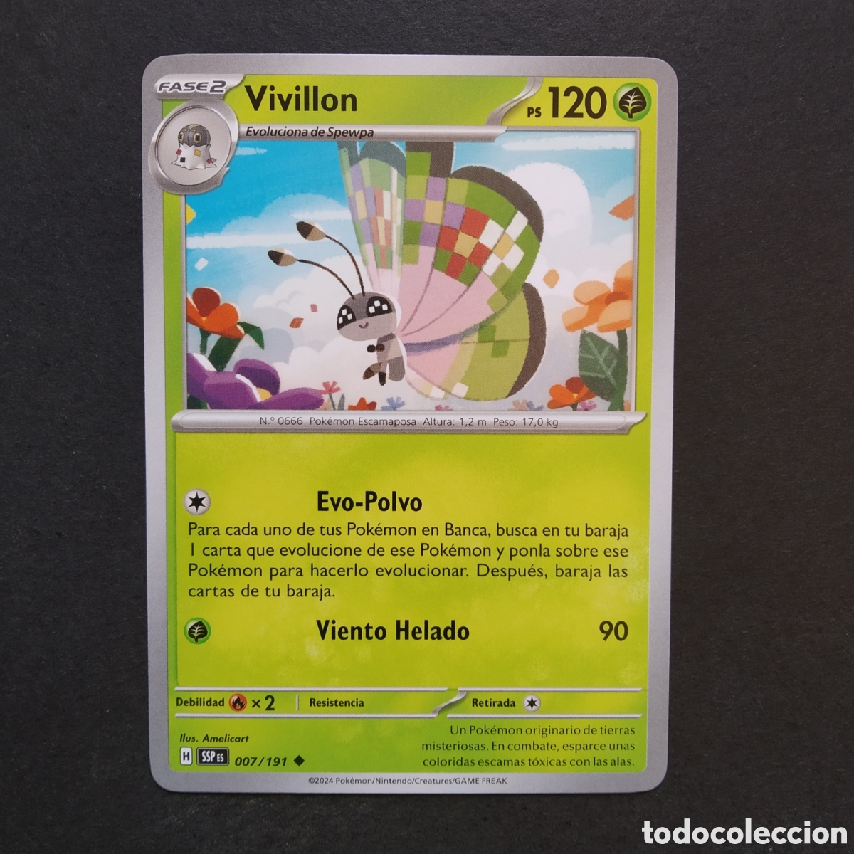 Trading cards: CARTA TCG - N&ordm; 007 - VIVILLON - CHISPAS FULGURANTES - POK&Eacute;MON - EN ESPA&Ntilde;OL