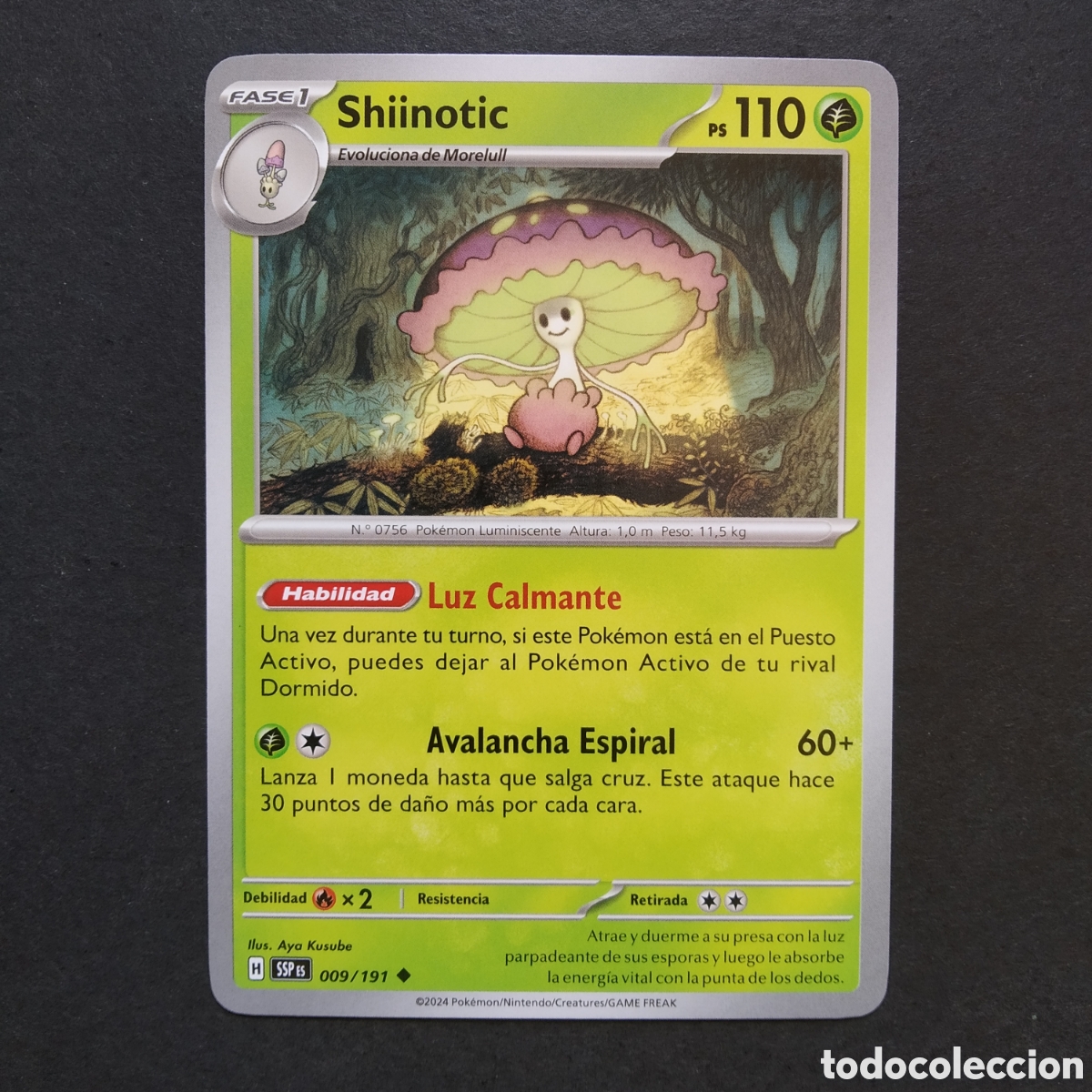 Trading cards: CARTA TCG - N&ordm; 009 - SHIINOTIC - CHISPAS FULGURANTES - POK&Eacute;MON - EN ESPA&Ntilde;OL
