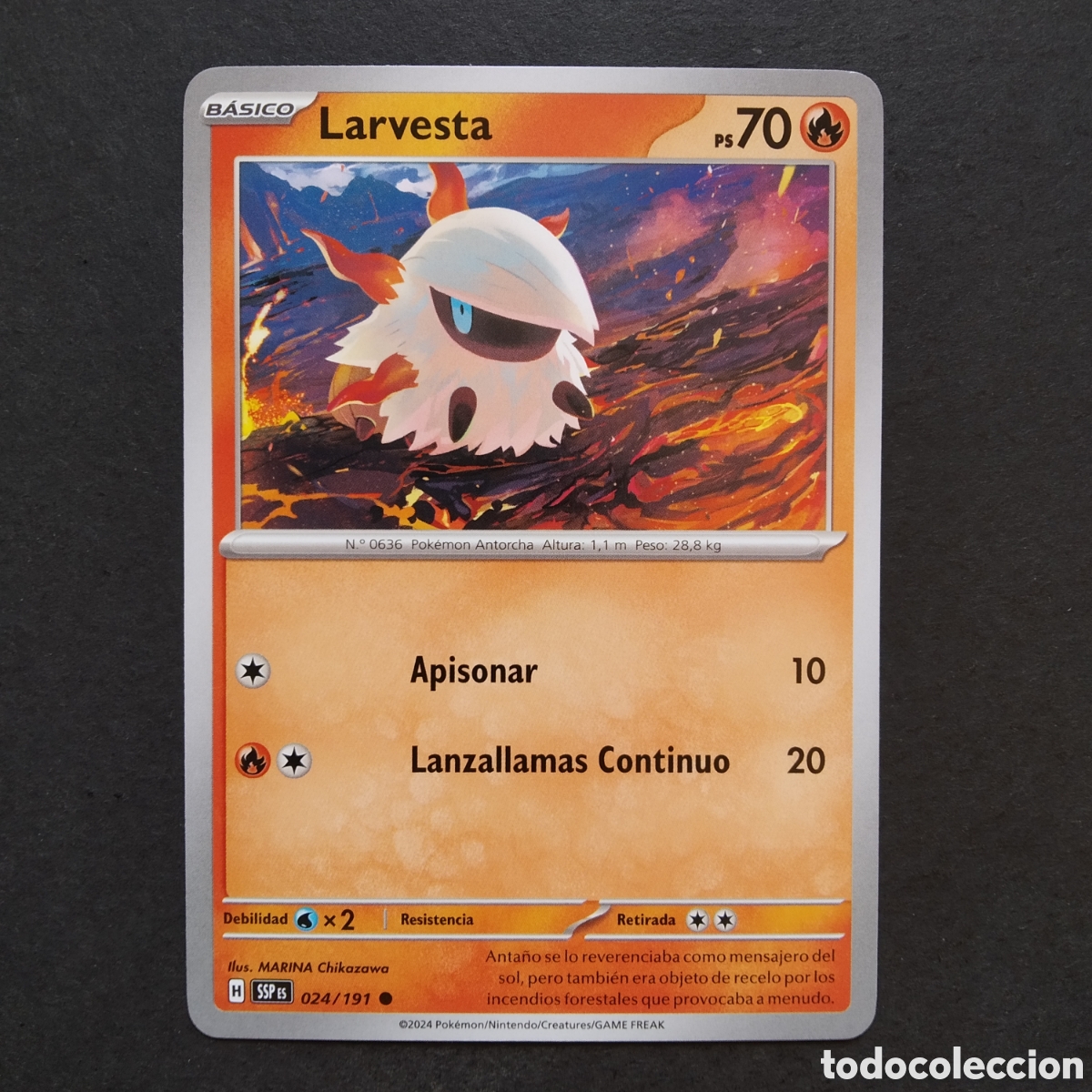 Trading cards: CARTA TCG - N&ordm; 024 - LARVESTA - CHISPAS FULGURANTES - POK&Eacute;MON - EN ESPA&Ntilde;OL