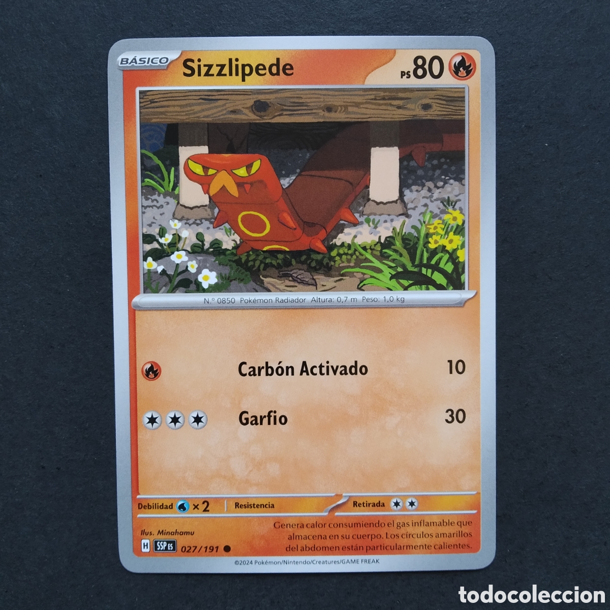 Trading cards: CARTA TCG - N&ordm; 027 - SIZZLIPEDE - CHISPAS FULGURANTES - POK&Eacute;MON - EN ESPA&Ntilde;OL