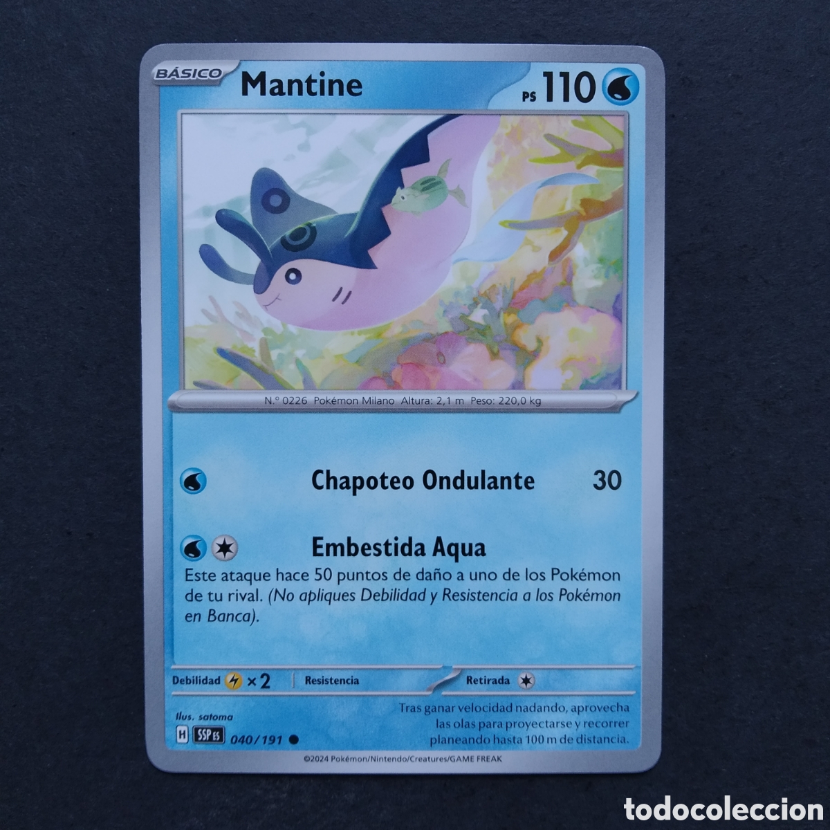 Trading cards: CARTA TCG - N&ordm; 040 - MANTINE - CHISPAS FULGURANTES - POK&Eacute;MON - EN ESPA&Ntilde;OL