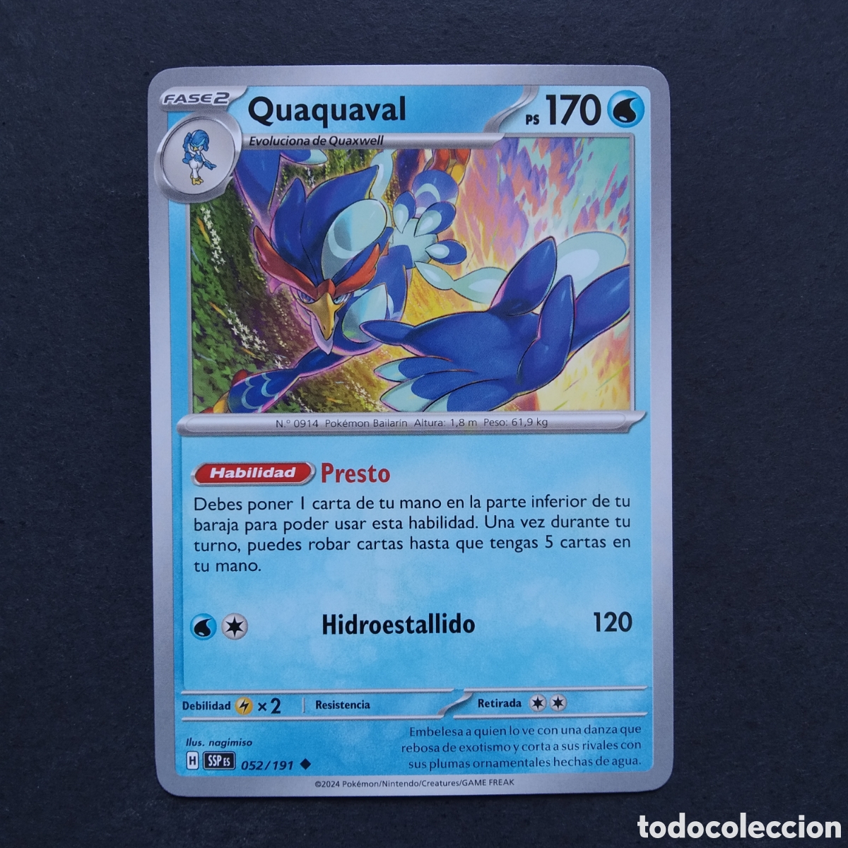 Trading cards: CARTA TCG - N&ordm; 052 - QUAQUAVAL - CHISPAS FULGURANTES - POK&Eacute;MON - EN ESPA&Ntilde;OL