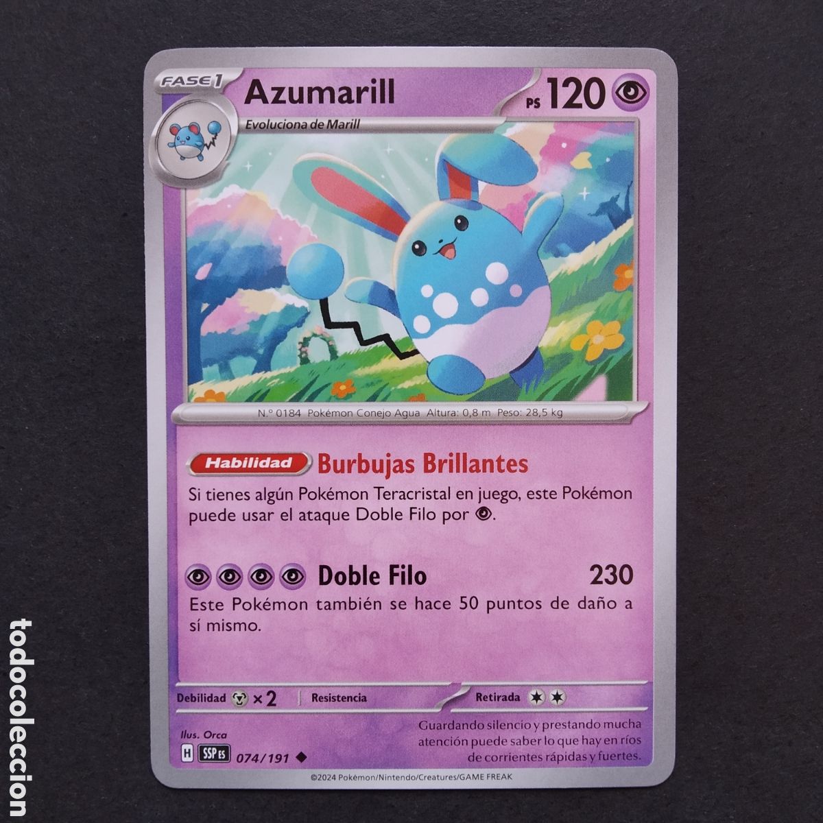 Trading cards: CARTA TCG - N&ordm; 074 - AZUMARILL - CHISPAS FULGURANTES - POK&Eacute;MON - EN ESPA&Ntilde;OL